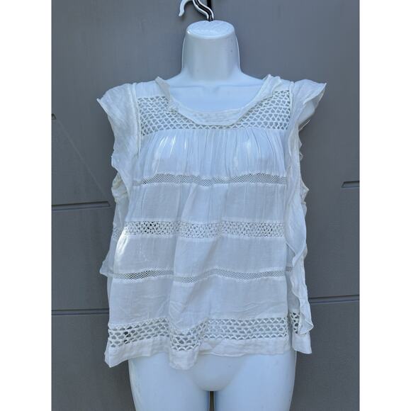 Isabel Marat Etoile White Boho Lace Crochet Blouse Top Sz 38 /M Romantic Cottage - Picture 9 of 13